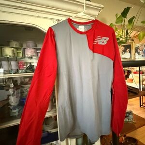 New Balance Men's Red and Gray Long Sleeve Sport Tee